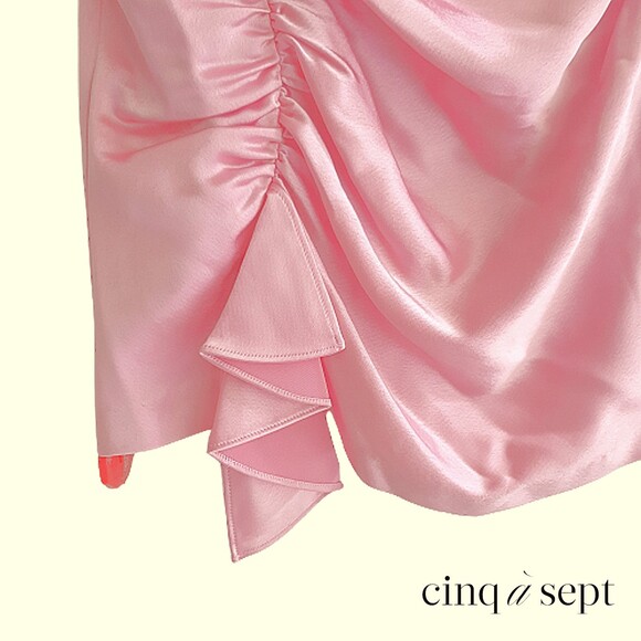 Cinq a Sept NEW Old Money NATALIA Smooth Satin Ruche/Drape Pleats Mini Dress 0 - Picture 7 of 12